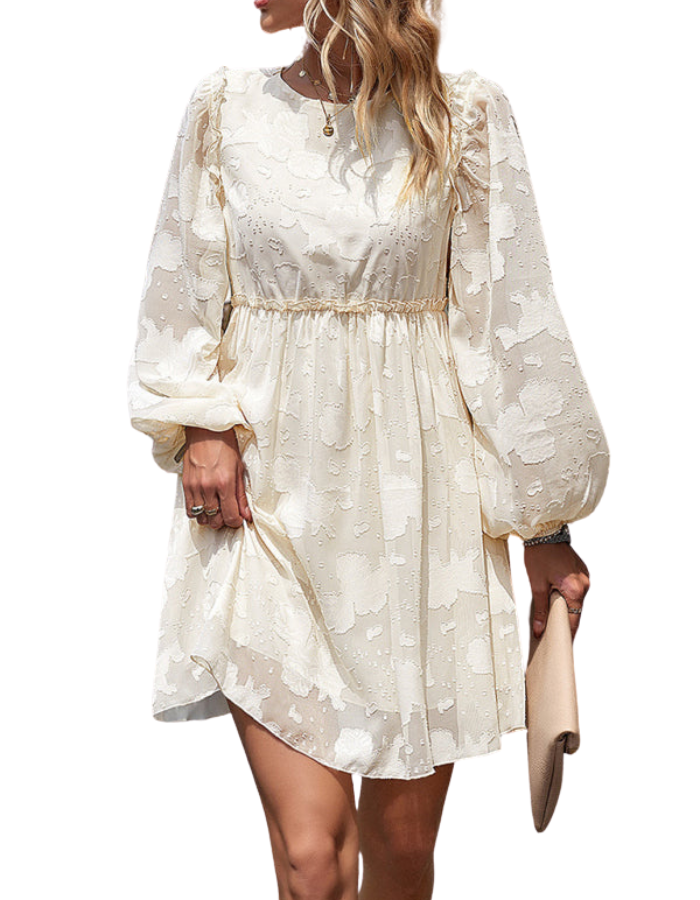 SHOPIQAT Feminine Elegant Jacquard Loose Dress - Premium Dresses from shopiqat - Just $9.900! Shop now at shopiqat
